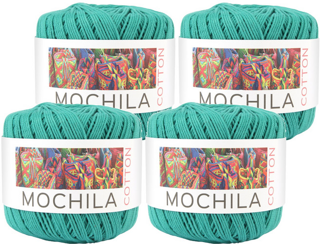 brandyarn Mochila系列 棉針織線 藍綠色 50克/1入 韓國產, 4捲