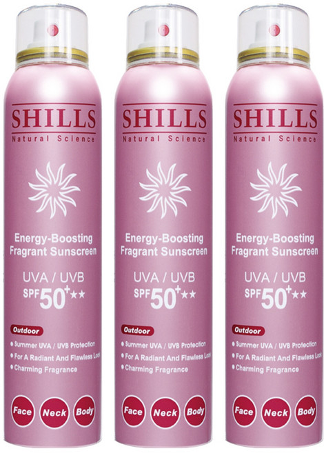 SHILLS 舒兒絲 很耐曬超清爽香氛美肌美白防曬冰鎮噴霧 180ml SPF50+, 3件