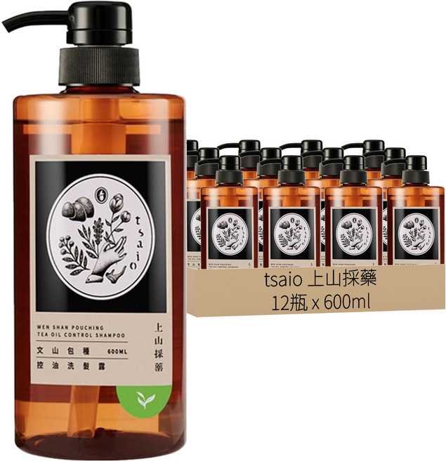 tsaio 上山採藥 控油洗髮露 文山包種, 600ml, 12瓶
