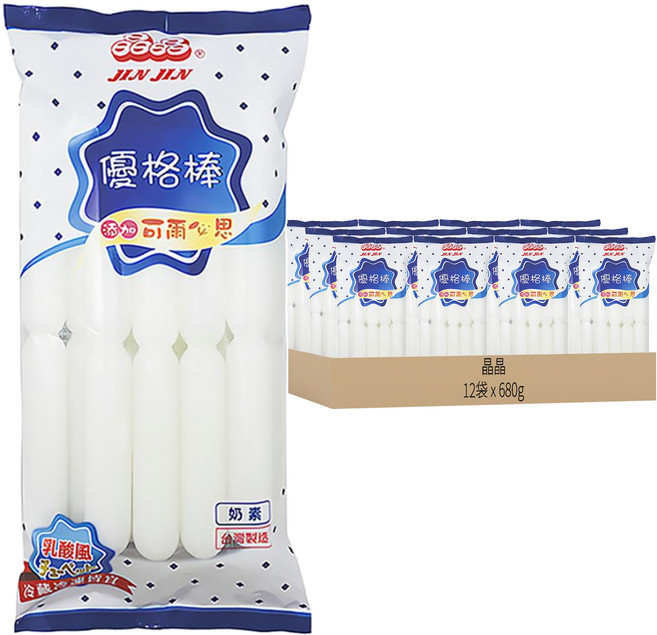 晶晶 優格棒 乳酸風 奶素 8支, 680g, 12袋