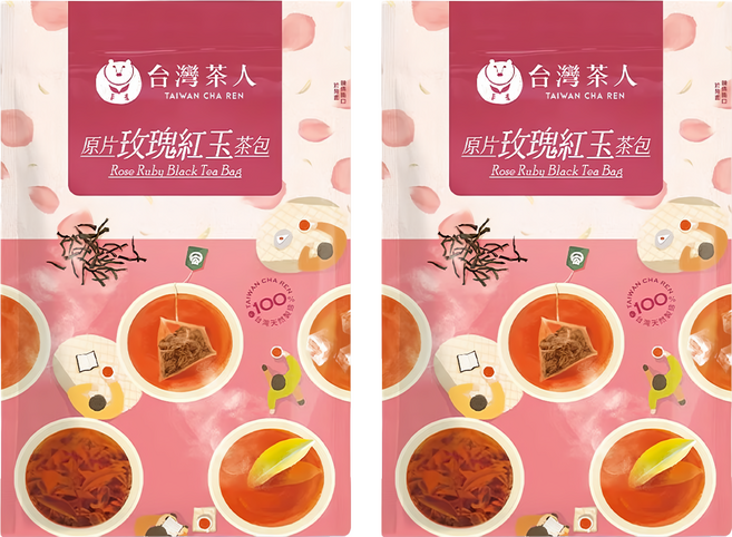 台灣茶人 原片玫瑰紅玉茶包, 3g, 10入, 2袋