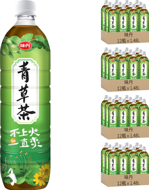 味丹 青草茶, 1.48L, 48瓶