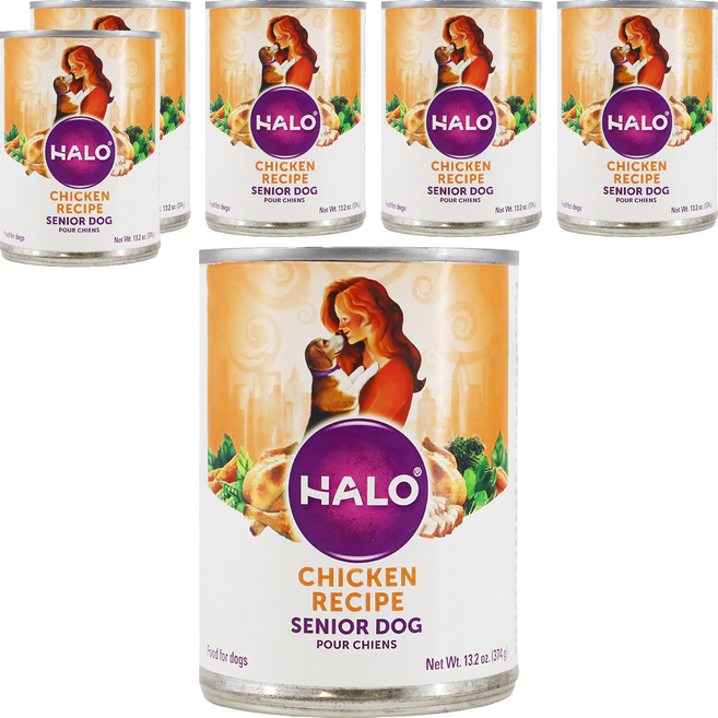 Halo 嘿囉 熟齡犬 罐頭飼料 關節保健, 鮮燉雞肉, 374g, 6罐