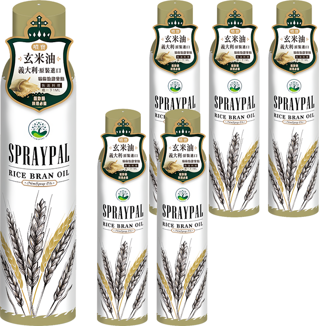 SPRAYPAL 噴寶 氣炸鍋料理必備噴霧式 玄米油, 120ml, 6瓶