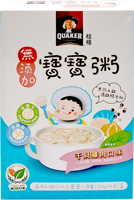 QUAKER 桂格 寶寶粥 干貝雞肉 無添加 6個月以上 4包, 600g, 1盒