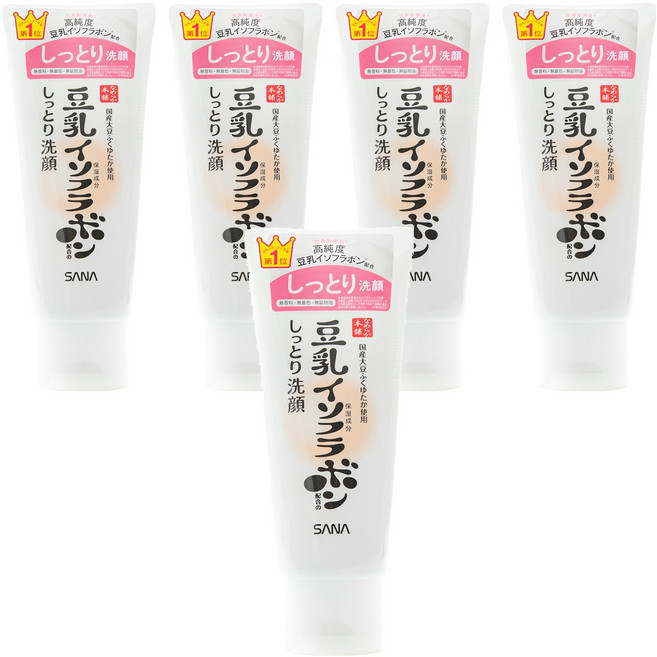 SANA 莎娜 豆乳美肌 洗面乳 濃潤, 150g, 5條
