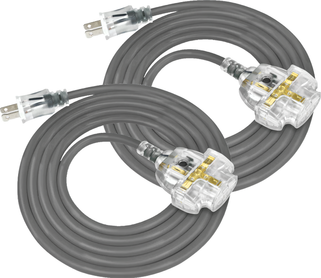 PowerSync 群加 2P 1擴3插工業用動力延長線 TU23V810, 灰色, 2條, 10m