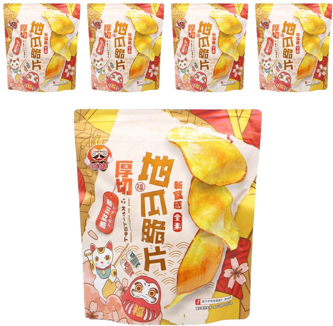 福味 厚切地瓜脆片 焦糖, 140g, 5包