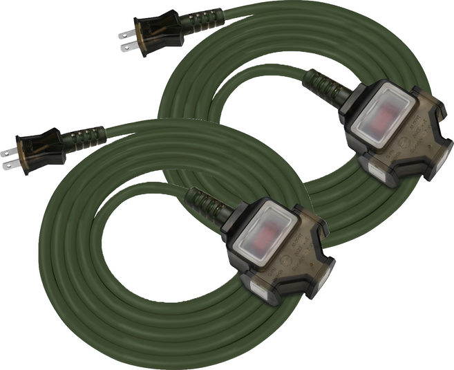 PowerSync 群加 2P 1擴3插工業用動力延長線 TU3C5050, 軍綠色, 2條, 5m