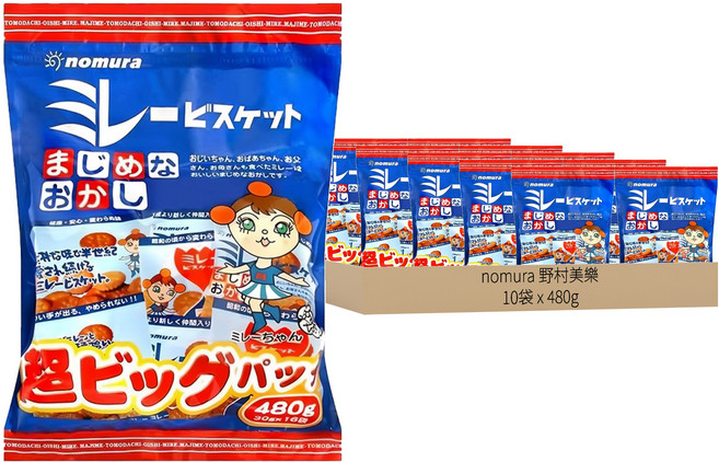 nomura 野村美樂 超大美樂圓餅 16包, 480g, 10袋