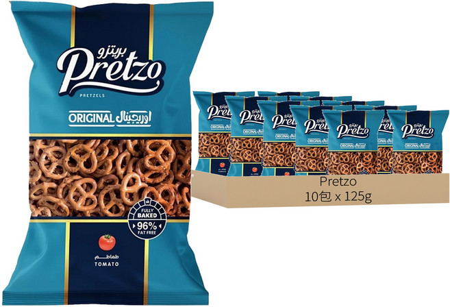 Pretzo 不囉嗦 蝴蝶餅 番茄風味, 125g, 10包