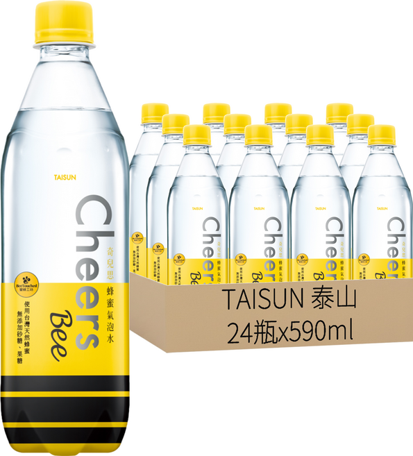 TAISUN 泰山 Cheers BEE 蜂蜜氣泡水, 590ml, 24瓶