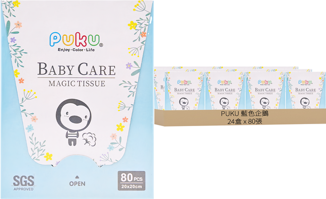 PUKU 藍色企鵝 乾濕兩用紙巾, 80張, 24盒