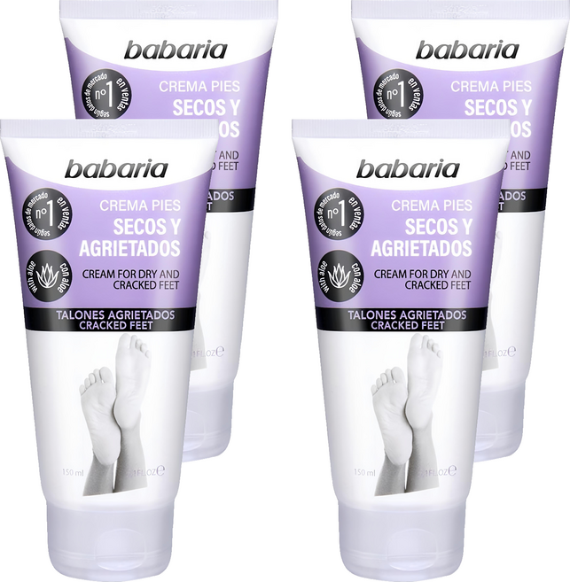 babaria 足部乾燥龜裂護理霜 尿素配方 舒緩乾燥和敏感肌膚 軟化角質 深層滲透 有效滋潤 修護龜裂腳跟, 150ml, 1條, 4件