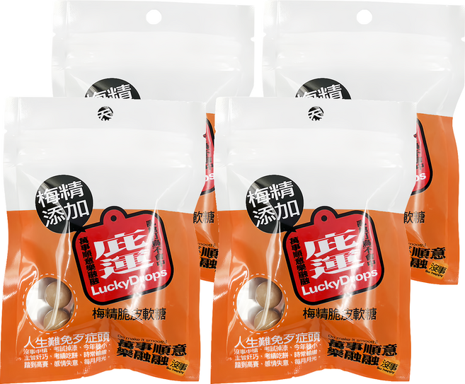梅子夢工廠 庇運 梅精脆皮軟糖, 4包, 40g