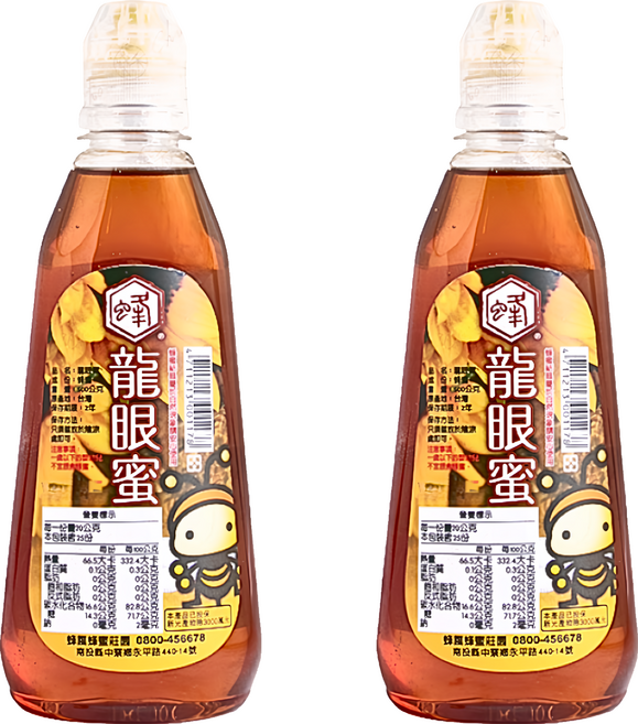 FUNG GUO 蜂國蜜蜂莊園 純天然龍眼蜜 擠壓瓶, 500g, 2瓶