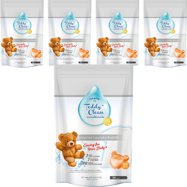 清淨海 Teddy Clean 純淨系列 植萃酵素洗衣膠囊 蜂蜜香水 5g, 30個裝, 5包