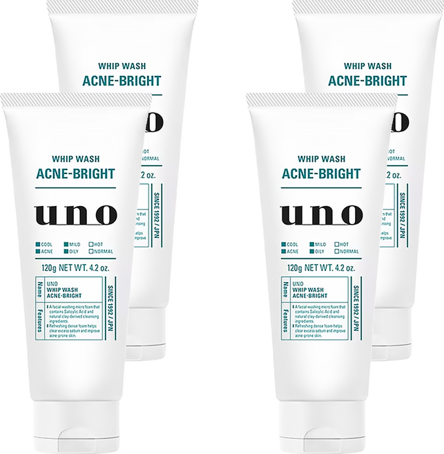 uno 台灣公司貨 新 抗痘洗顏洗面乳, 120g, 4條