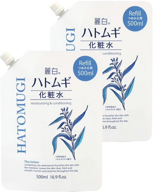 KUMANO 熊野油脂 麗白 薏仁化妝水 補充包, 500ml, 2瓶
