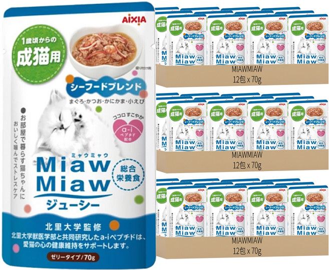 MIAWMIAW 妙喵主食軟包, 海鮮, 70g, 36包