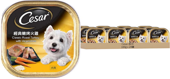 Cesar 西莎 主廚風味餐盒 優質鮮肉 低熱量 原裝進口, 經典嫩烤火雞, 100g, 24罐