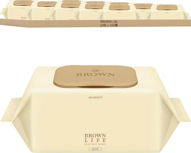 BROWN Life 嬰幼兒低敏壓紋濕紙巾 掀蓋式, 100張, 10包