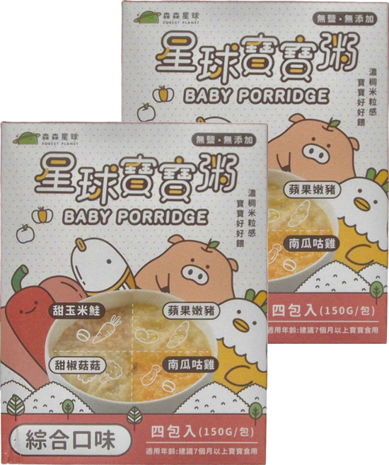FOREST PLANET 森森星球 星球寶寶粥 綜合口味 4包, 600g, 2盒