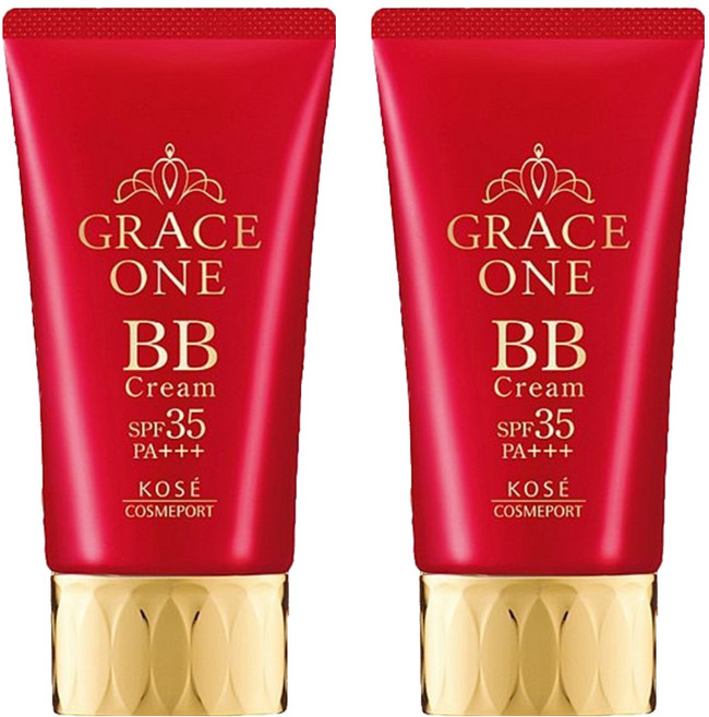 KOSE 高絲 GRACE ONE 極上活妍 特濃彈力BB霜 SPF35 PA+++ 美容液80% 溫水可卸 遮蓋小細紋, 自然色, 50g, 2條