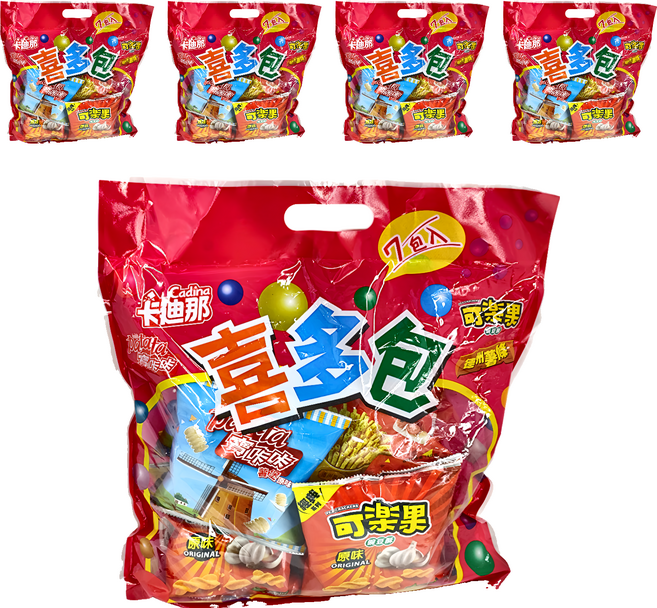 聯華食品 喜多包 7包, 138g, 5袋, 可樂果原味3包 + 卡迪那德州薯條茄汁口味2包 + 卡迪那寶咔咔原味2包