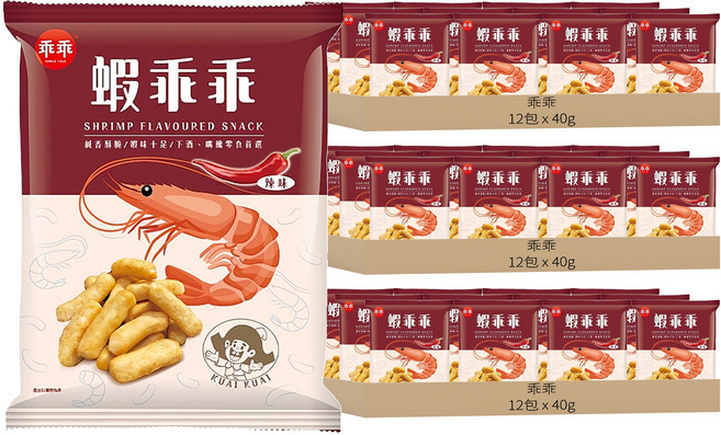 乖乖 玉米脆條 蝦乖乖辣味, 36包, 40g