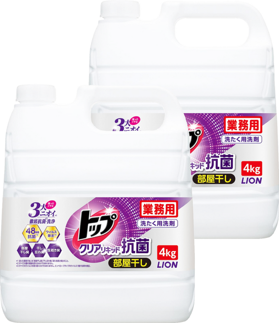 LION 獅王 Top 抗菌消臭洗衣, 4kg, 2桶