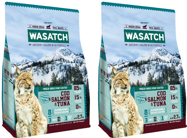 WASATCH 瓦莎奇 原生貓糧 3種魚肉, 鱈魚 + 鮭魚 + 鮪魚, 2.7kg, 2袋