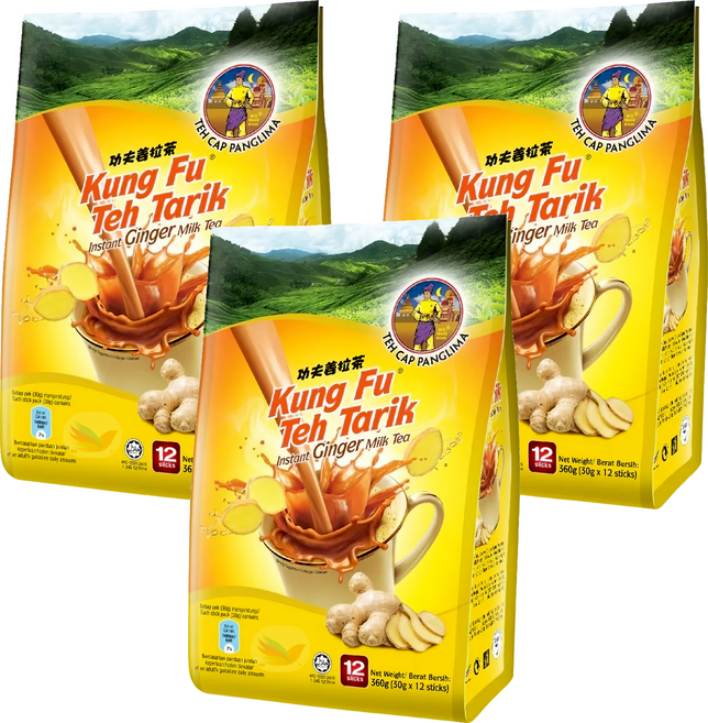 TEH CAP PANGLIMA 元帥牌 南洋拉茶風味功夫奶茶 四合一 薑風味, 30g, 12包, 3袋