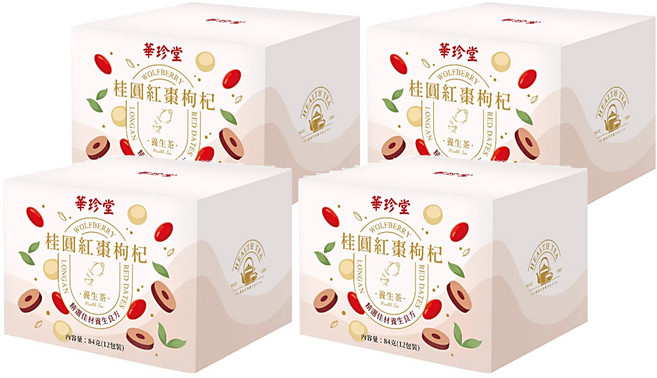 仁濟中藥 華珍堂 桂圓紅棗枸杞養生茶, 7g, 12包, 4盒