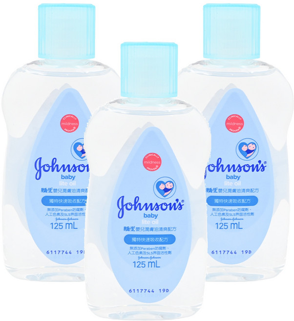 Johnson's 嬌生 嬰兒潤膚油 清爽配方, 125ml, 3瓶