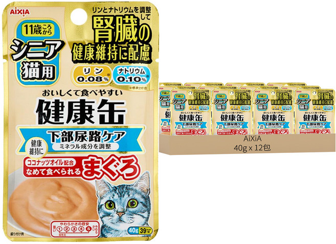 AiXiA 健康軟包 貓用, 12包, 40g, 8號 尿路