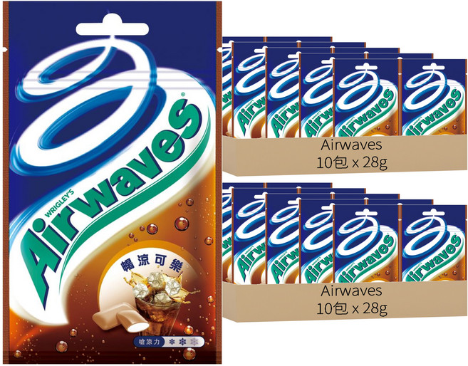 Airwaves 超涼無糖口香糖 暢涼可樂口味 20顆, 28g, 20包