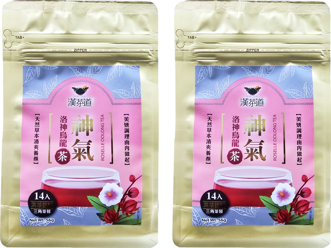 漢茶道 天然養身漢方草本三角茶包 神氣洛神烏龍茶, 4g, 14入, 2袋