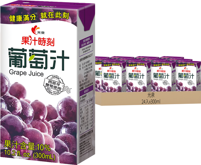 光泉 果汁時刻葡萄汁, 300ml, 24入