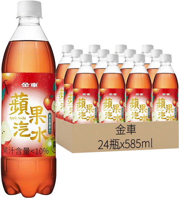 金車 蘋果汽水, 585ml, 24瓶
