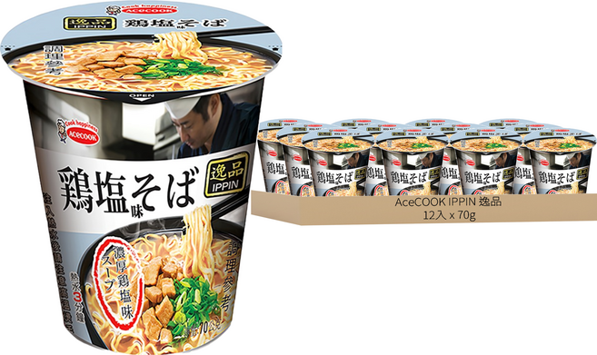 AceCOOK IPPIN 逸品 鹽味雞湯風味杯麵 70g, 12入