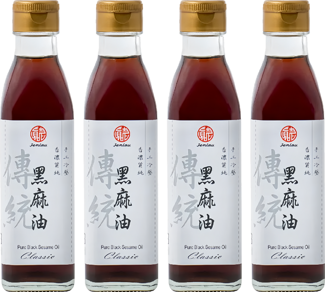 真老 純油磅黑麻油, 200ml, 4瓶