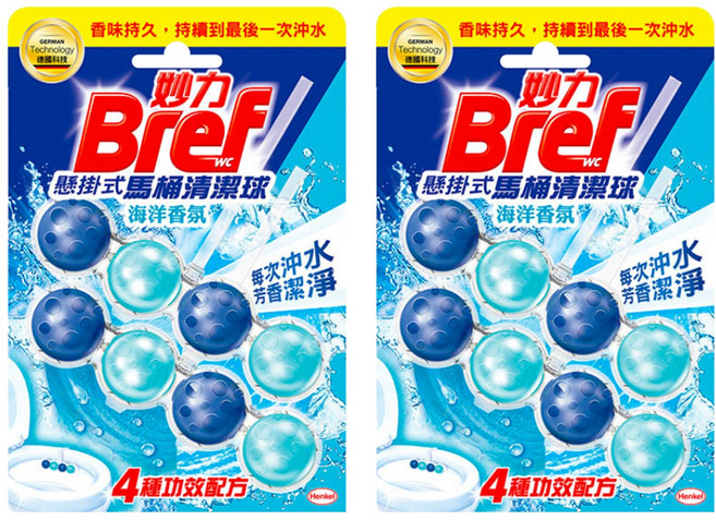 Bref 妙力 懸掛式馬桶清潔球 海洋香, 100g, 2組