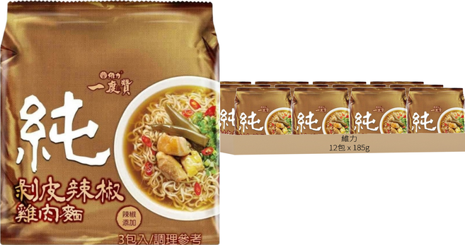維力 一度贊 剝皮辣椒雞麵 185g, 12包