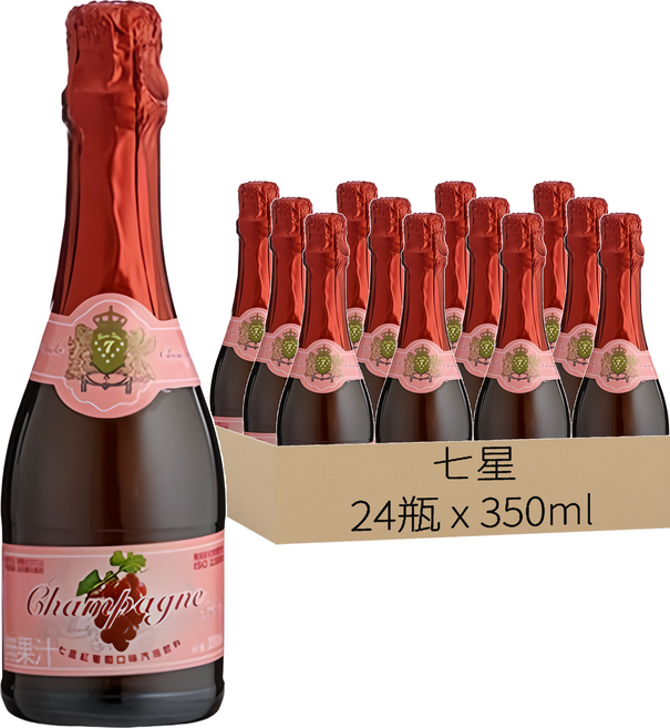 七星 紅葡萄氣泡飲料, 350ml, 24瓶