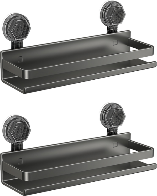 小麥購物 吸盤置物架 C608 30cm 515g, 2個, 槍灰色