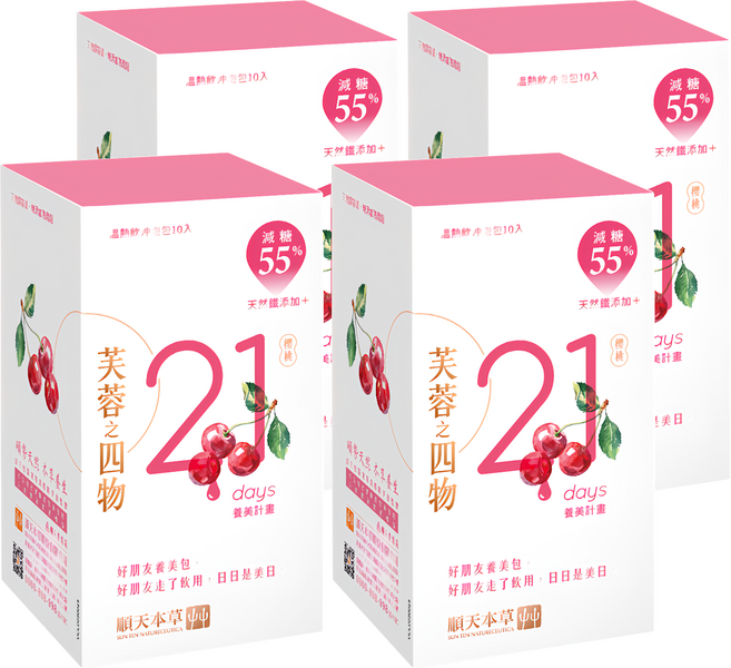 順天本草 芙蓉之四物養美計畫 減糖版, 10包, 24g, 4盒