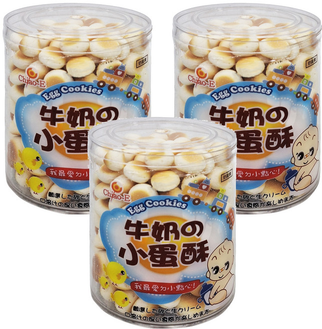 Chiao-E 巧益 小蛋酥, 牛奶, 130g, 3罐