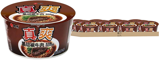 維力 真爽 黑胡椒牛肉風味麵, 12入