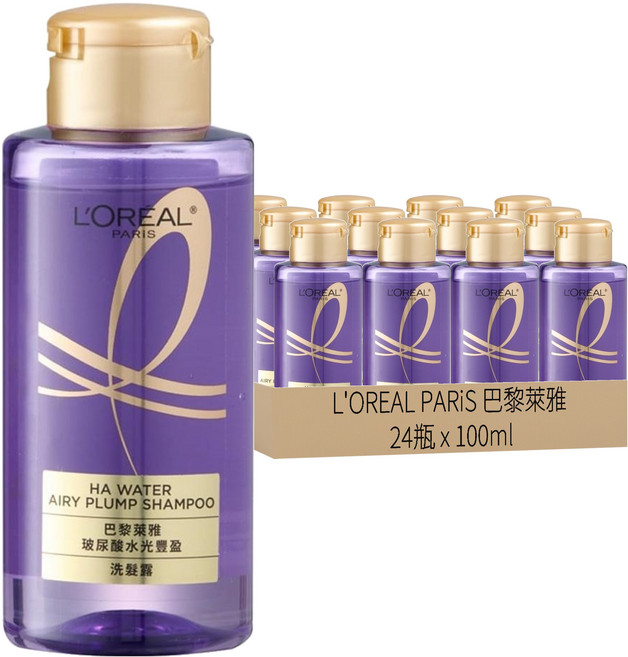 L'OREAL PARiS 巴黎萊雅 玻尿酸水光豐盈洗髮露, 100ml, 24瓶